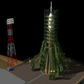 Aire de lancement de fusée spatiale modèle 3D