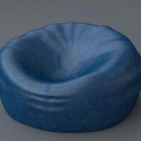 Blue Leather Bag Chair 3d model