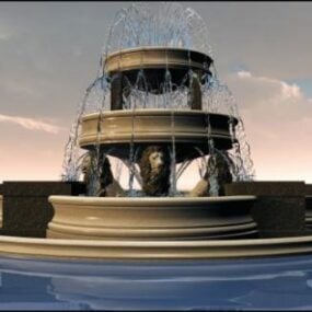 喷泉狮子雕塑形状3d模型