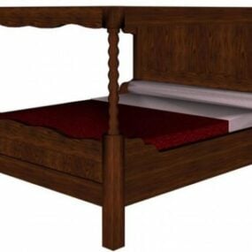 French Bed Antique Bed Furniture 3d model