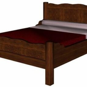 Modern Double Bed With Painting Decorative 3d model