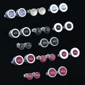 Conjunto de joyas con aretes redondos modelo 3d
