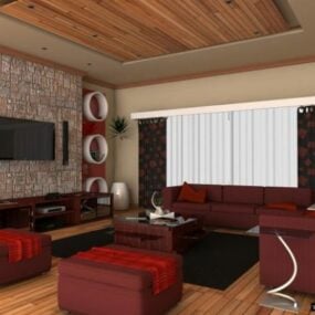 Vardagsrum med eleganta möbler 3d-modell