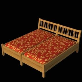 Livingroom Bed Wood Frame 3d model