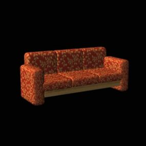 Red Textile Couch Furniture 3d model
