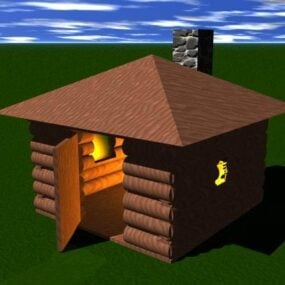 Small Log Cabin Building 3d model