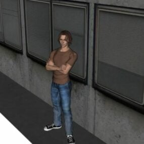 Model 3d Karakter Pria Dalam Celana Jean