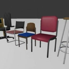 كرسي مطعم لو بولي نموذج ثلاثي الأبعاد