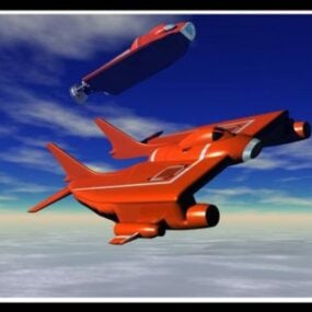 Cartoon Orange Spacecraft 3d-modell
