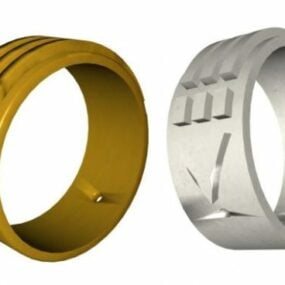 Luxus-Ring-Gold- und Silber-Set 3D-Modell
