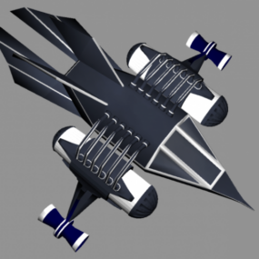 未来的な飛行機ブラックジェット3Dモデル