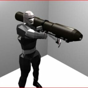 M37 Rocket With Soldier Character 3d model