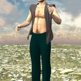 3д модель брюк мужского персонажа с базовой сеткой