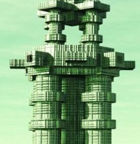 Model 3d Bangunan Menara Futuristik Lego