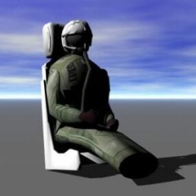 Jet Pilot On Chair 3d-modell