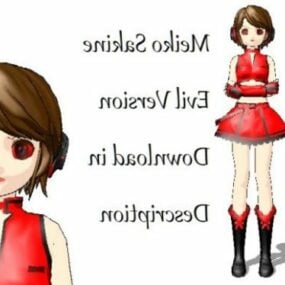 Anime School Girl In Red Uniform 3d model