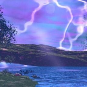 Thunder Lightning Hill Landscape 3d model