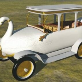 Modelo 3d de estilo vintage de carro cisne