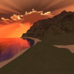 Sunset Mountain Landskab 3d-model