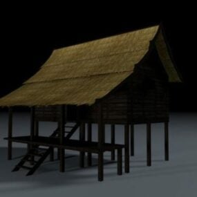 Bâtiment de cabane en bois asiatique modèle 3D