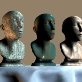 3D модель мужского бюста из различных материалов