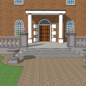 Mansion Villa Brick Wall 3d model