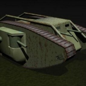 1D-Modell eines Vintage-Panzers aus dem 3. Weltkrieg