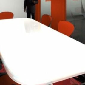 שולחן פגישות דגם תלת מימד בצבע לבן