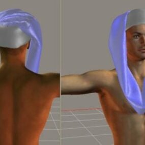 Mittelalterlicher Hut auf Mann-Charakter-3D-Modell