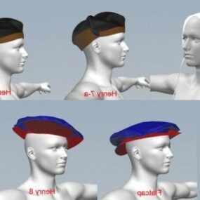 Manekin męski z renesansowymi czapkami Model 3D