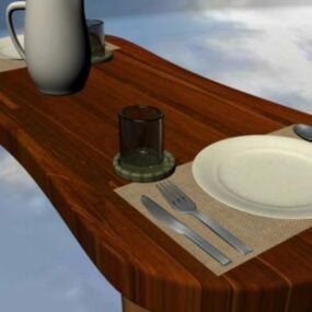 Utensilienset auf Tisch 3D-Modell