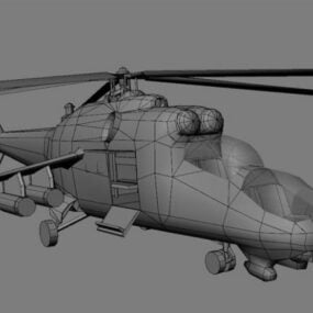 هلیکوپتر شوروی Mi24 با مدل سه بعدی Gunship