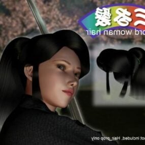 Menina asiática de anime com cabelo da moda modelo 3D