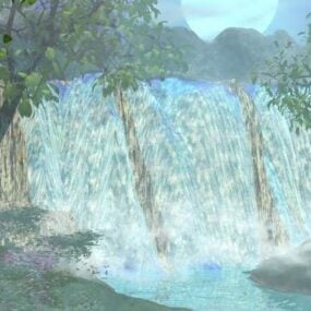Mächtiges Wasserfalllandschafts-3D-Modell