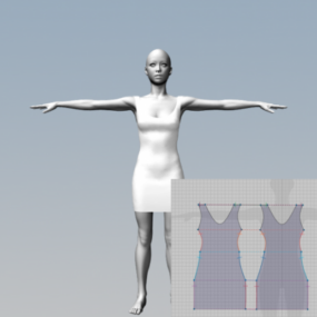 Hvit kjole jente mannequin 3d-modell