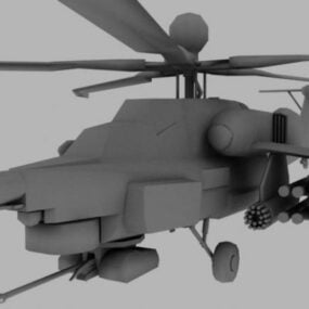 Helicóptero militar soviético Mi28n con arma de combate modelo 3d