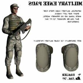 Soldato militare con ginocchio Pads modello 3d