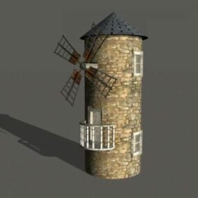 Antiguo molino de viento de roca modelo 3d