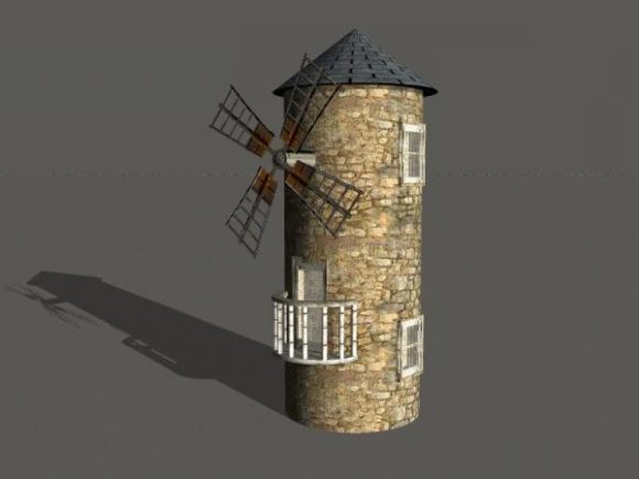 antigo moinho de madeira. moinho medieval. prédio de madeira