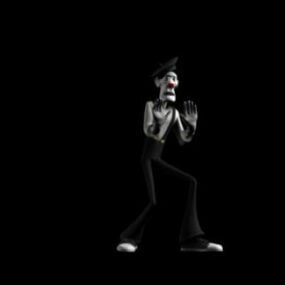 3D модель персонажа игрового человека в черной одежде