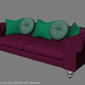 Canapé moderne en velours italien avec oreiller modèle 3D
