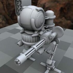 Robot Mech z karabinem maszynowym Model 3D