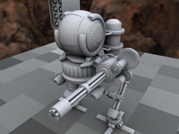 Robot Mech With Machine Gun