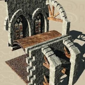 Middelalderlig katedralbygning 3d-model