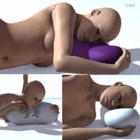 Flicka karaktär med kudde 3d-modell