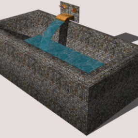 Bañera de mosaico con agua modelo 3d