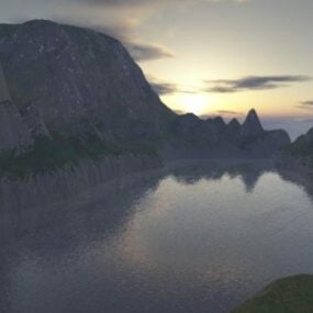 مدل سه بعدی Mountain Sunset Terrain