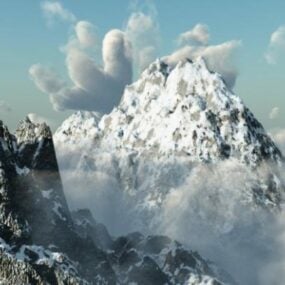 Сніжна гора через хмару 3d модель