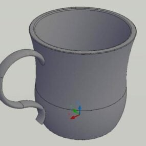 Mug Porcelain Dengan Pemegang Melengkung Model 3d
