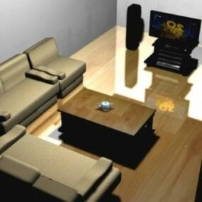 Sala com sofá e mesa de centro Modelo 3D